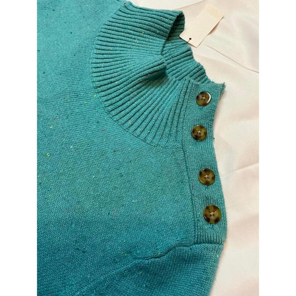 New w/Tags Talbots Teal Turtleneck Sweater Dress Small Button Accent Long Sleeve